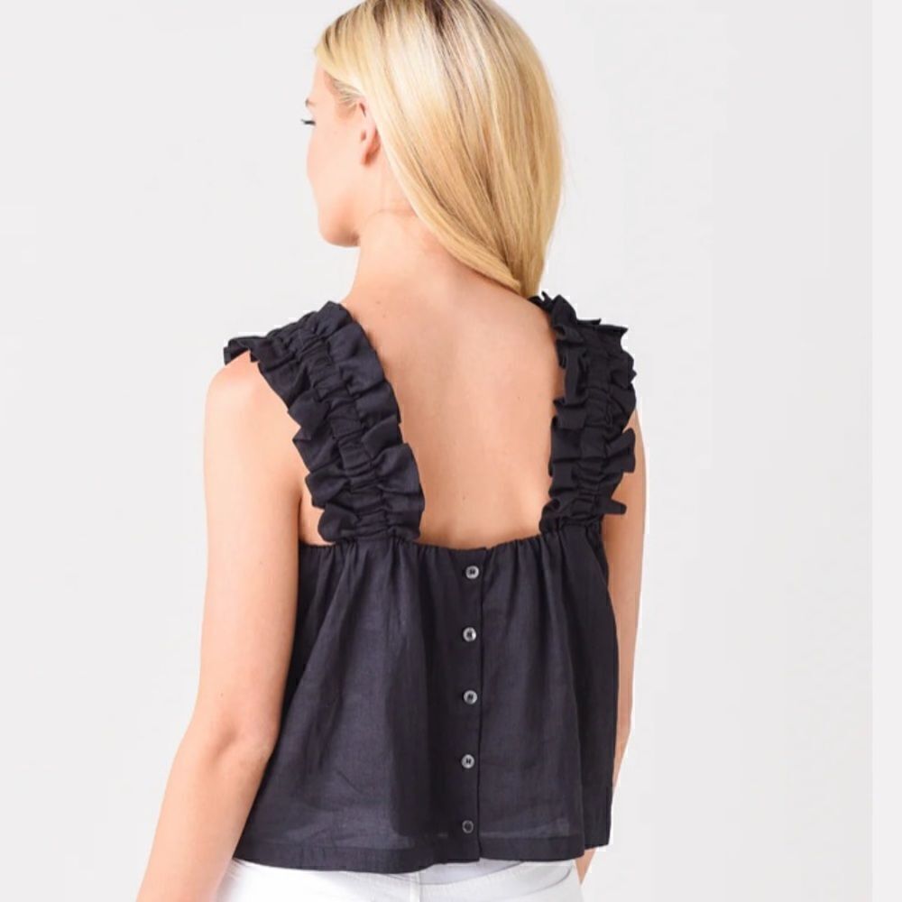 FRAME Women's Ruffle Strap Tank Top Small $268 - Picture 5 of 10